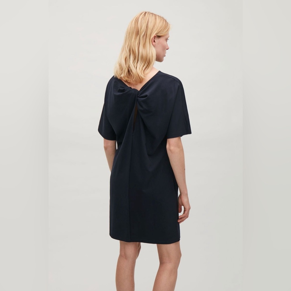 COS Twist Back Dress Navy